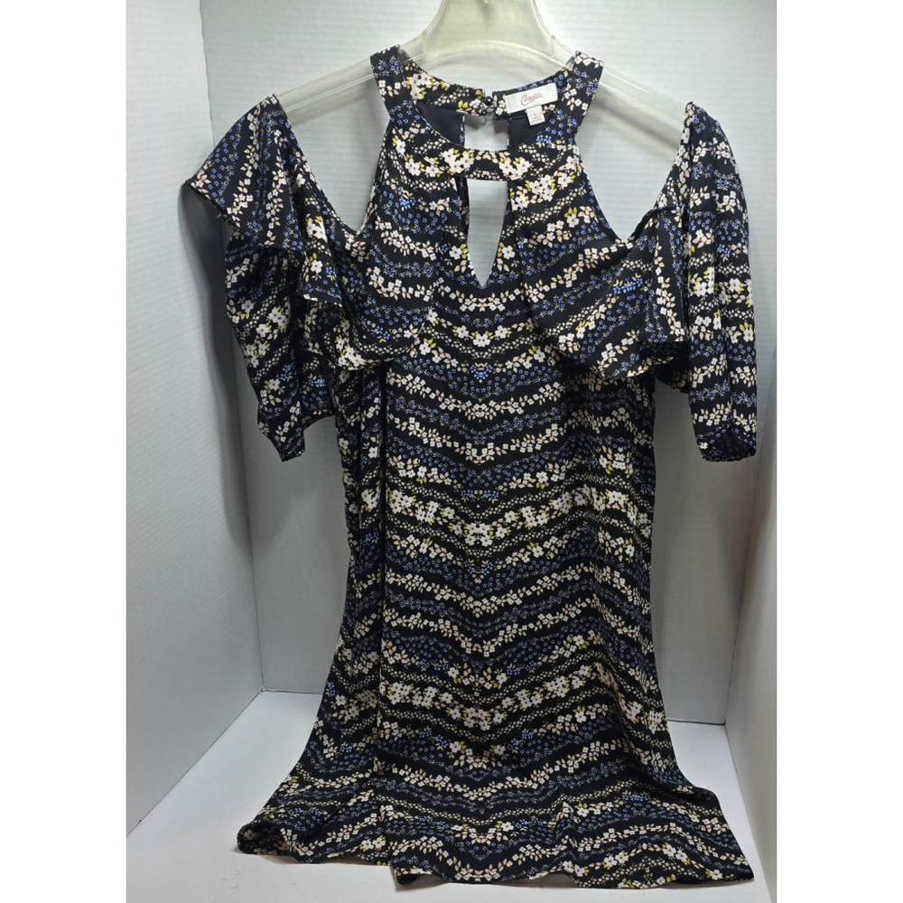 Women's Candies Top Large Open Shoulder Short Sleeve Blue